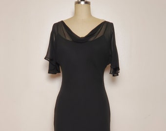 1990's-2000's Express || Silk Chiffon|| Bias Cut Dress with Full Lining || Size: Medium