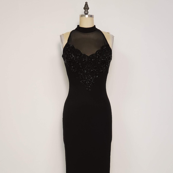 1990's Sexy Fitted Evening Dress || Size: Medium