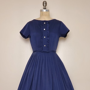 1950-1960&#39;s Jodeen Original || Shirtwaist Dress || Cotton/Blend || Pleated Full Skirt || Waist: 26&quot;