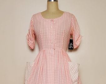 Mode O'Day Styled in California || 1950's Pink and White Cotton Gingham || Waist: 28"