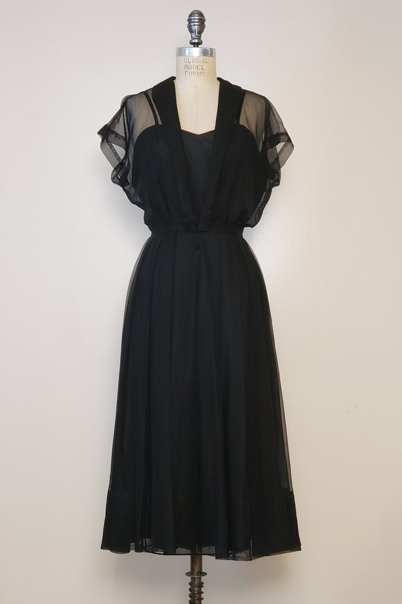 1940’s -1950’s LBD || Sheer Top Dress || Acetate L