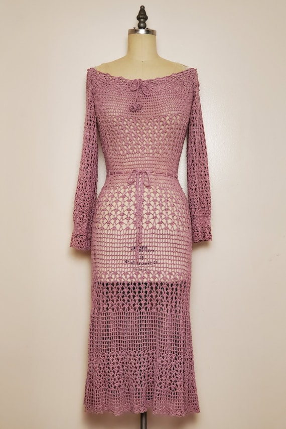 1930's Crochet Dress || Boat Neckline || Drawstrin