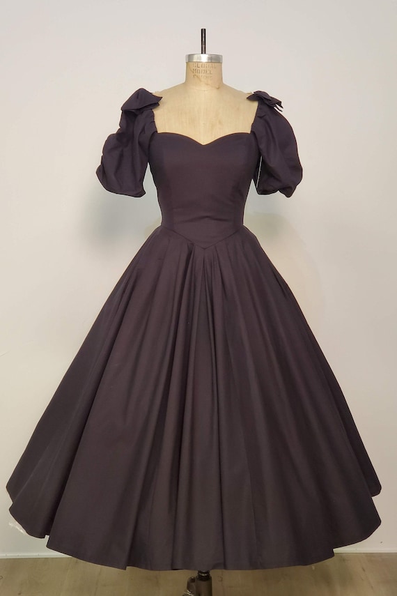 Laura Ashley || 1980's Classic Black Cotton Dress