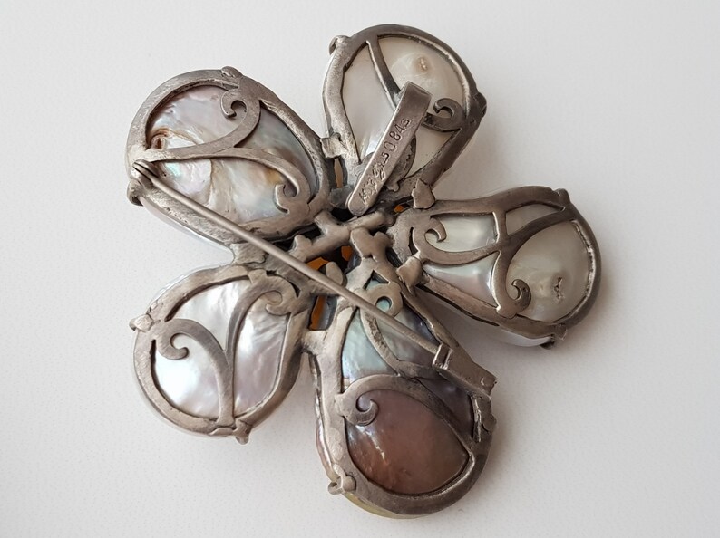 Baroque Pearl Brooch Silver Baroque Pearl Jewelry Pearl Etsy