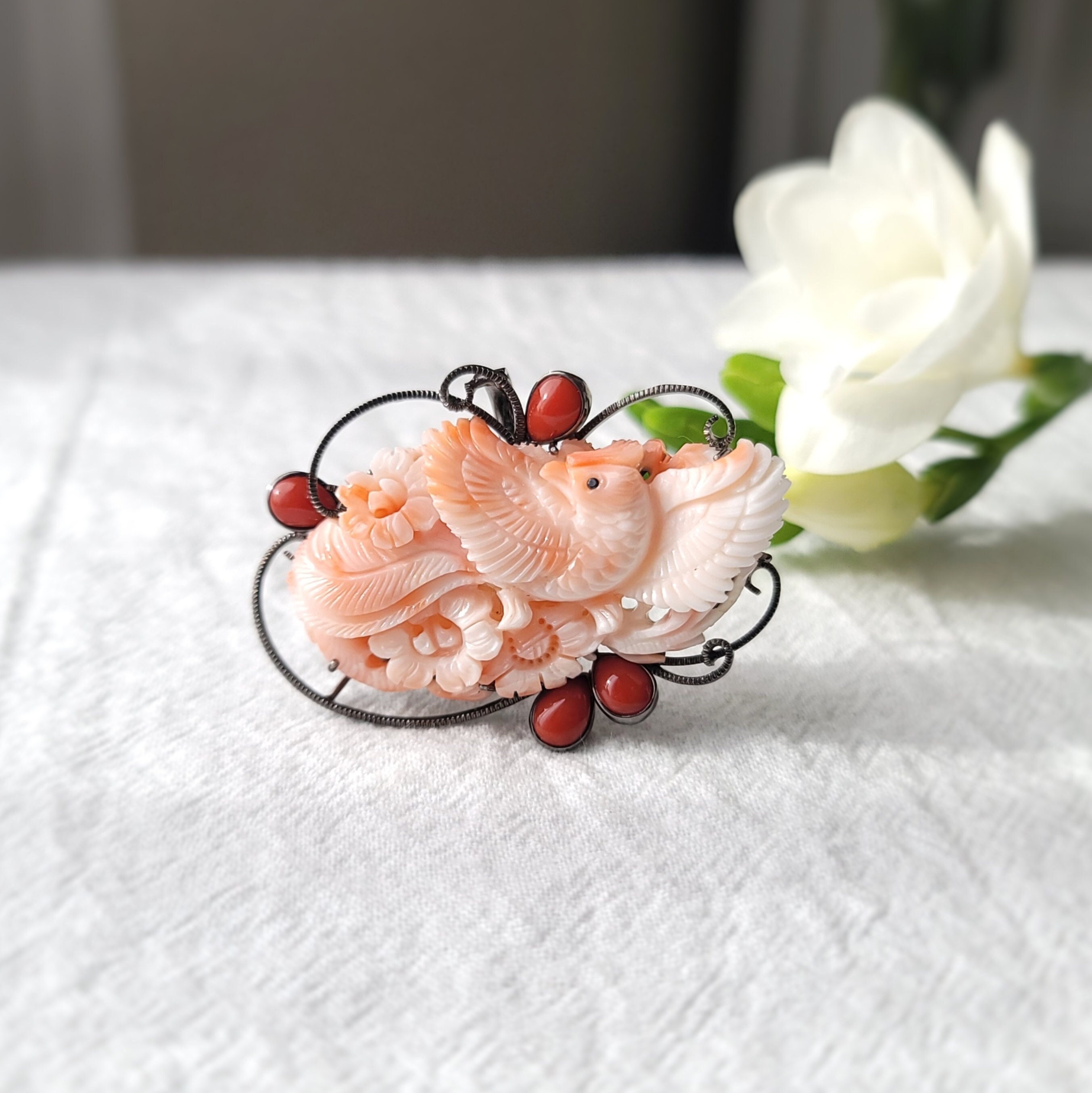beaded coral necklace, genuine salmon pink coral, pastel pink coral  jewelry, vintage inspired,925 sterling silver lobster clasp,gift for her 8  mm