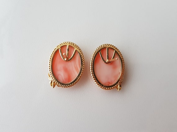 18K Gold Pink Coral Earrings Momo Coral Earrings Gold Angel Skin