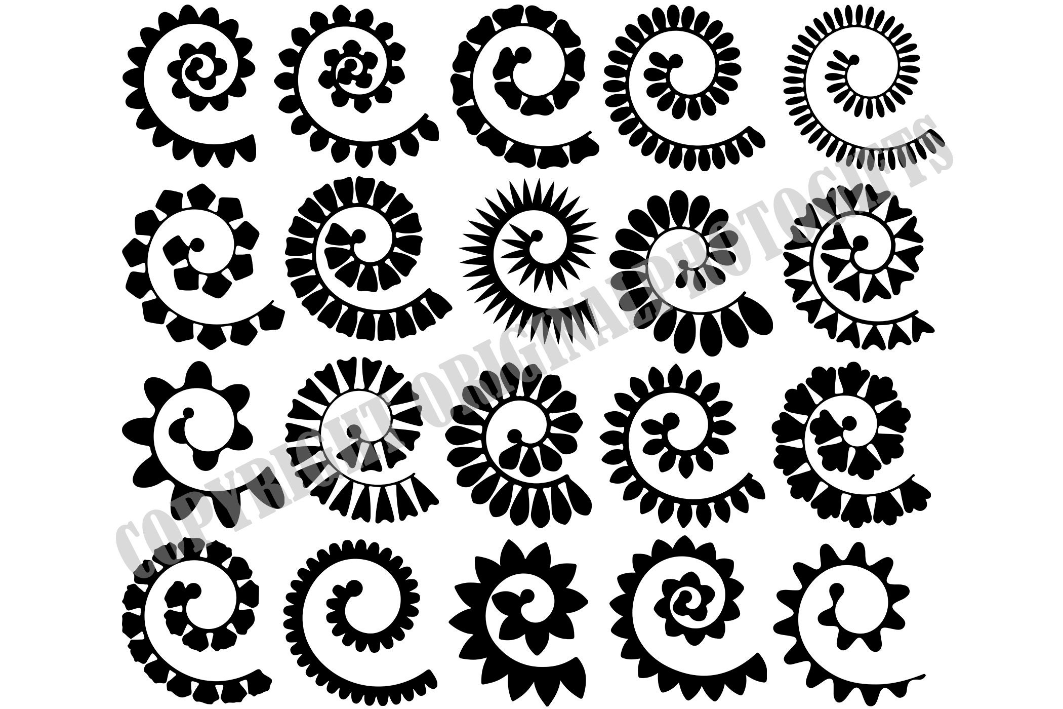Rolled Flower Svg Rolled Paper Flowers Svg Flowers Template Etsy Canada