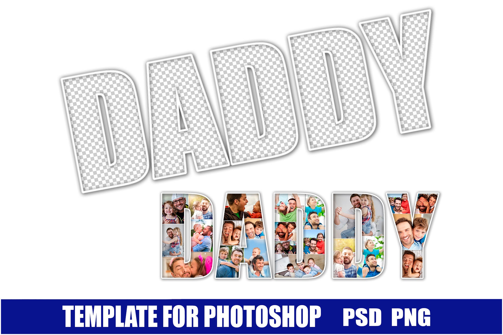 Template for Photoshop words Daddy Daddy word design Collage | Etsy