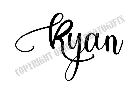 Ryan Male Name Cursive Calligraphy on White Background Stock Vector   Adobe Stock