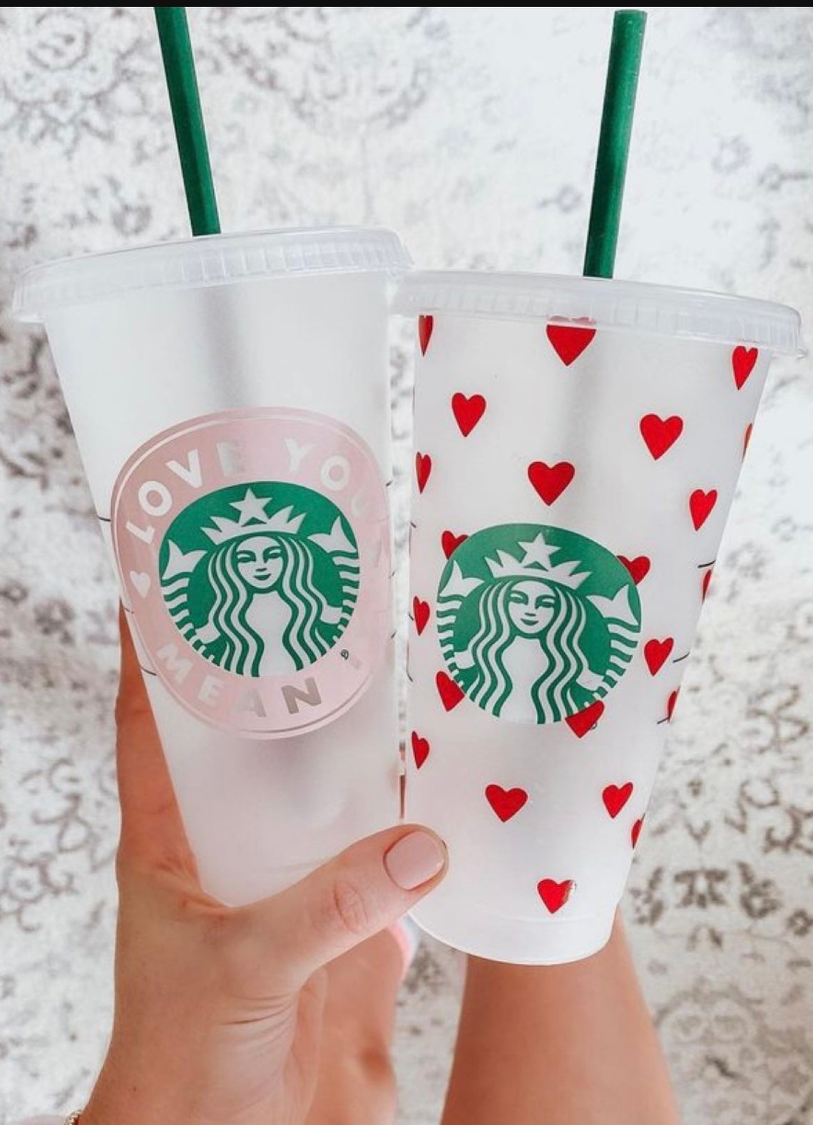 Valentines Day Starbucks Cup Reusable Customizable Pink Red Etsy