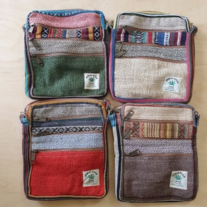 Hemp 5 Pocket Bag, Crossbody, Vegan, Handmade from Hemp Seed, Lightweight, Durable, Eco-friendly, Made in Nepal