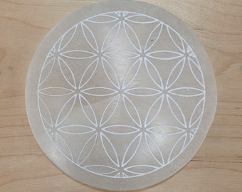 5" Selenite Plate, Flower, Cleansing & Recharging Crystals, High Vibration Energy