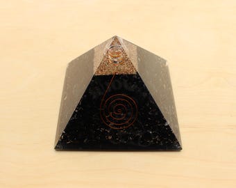 5" Large Orgonite Pyramid, Black Tourmaline, Energy Transmutation, Energy Cleansing, Block EMF
