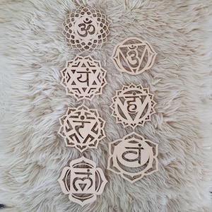 7 Chakra Symbols, Home Decor, Wall Hanging, Wood Crafts, Coaster, Plywood