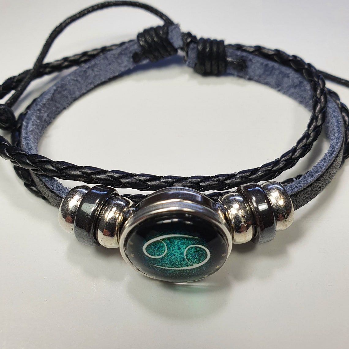 Cancer Zodiac Bracelet Combo Gemstone Bracelet Leather Etsy