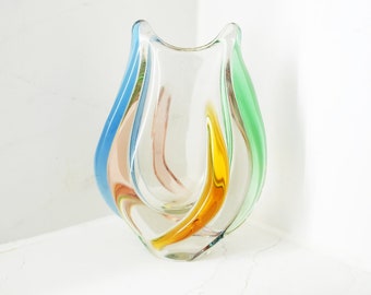 Vintage Rainbow Rhapsody Glass Vase by František Zemek