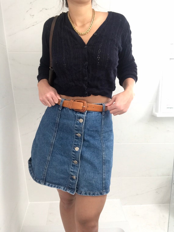 Fitted denim skirt hot sale