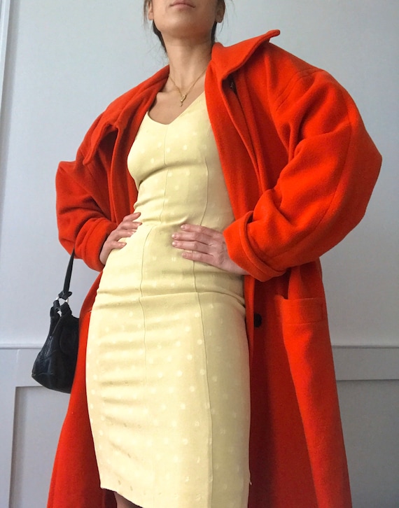 Bright Red Oversized Wool Coat