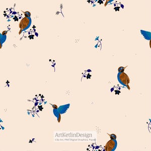 Cream floral bird pattern - seamless pattern -cute background -vintage nature design seamless repeat - commercial use - DIDITAL Print