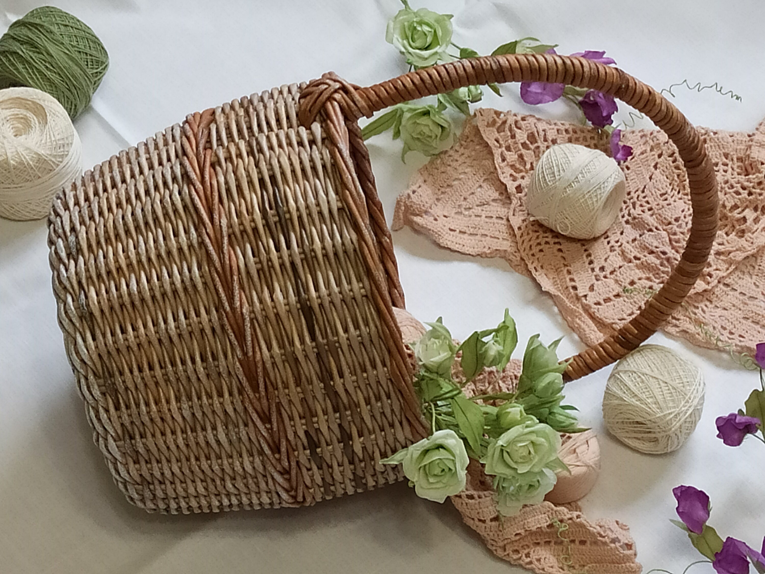 Wicker craft basket with handle Small easter storage basket Etsy