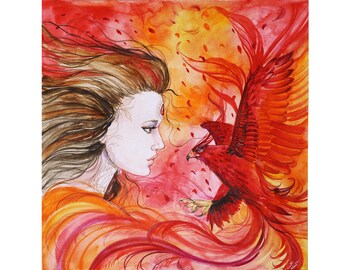 Red Phoenix Painting Etsy