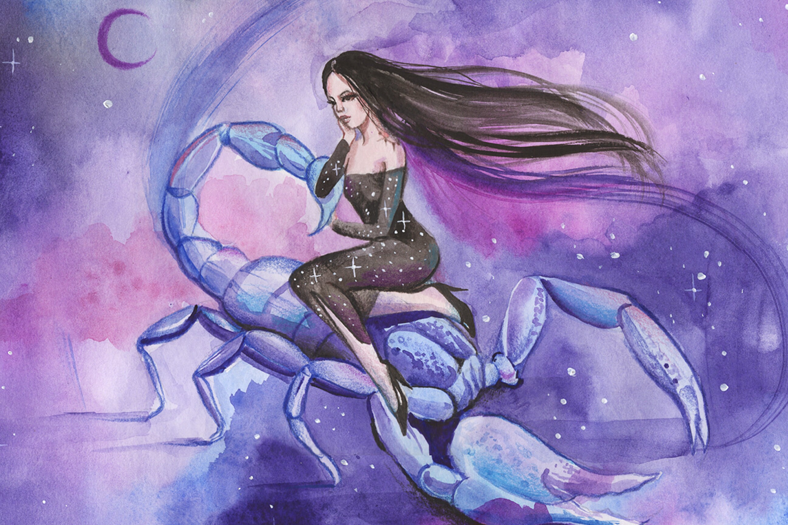 Scorpio Original Art Scorpio Sign Painting Zodiac Watercolor Etsy