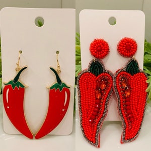 Red Pepper Earrings, Cayenne Pepper Earrings, Ragin Cajun Earrings, UL Earrings, Chili Pepper Earrings, University Louisiana Lafayette