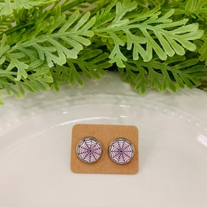 Spiderweb Earrings, Spider Earrings, Halloween Earrings, Spiderweb Stud Earrings, Halloween Party Earrings, Halloween Gift, Spooky Earrings