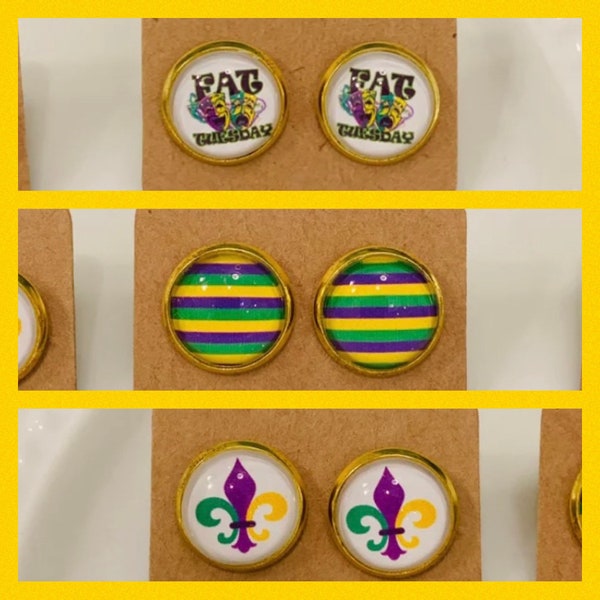 gold mardi gras earrings