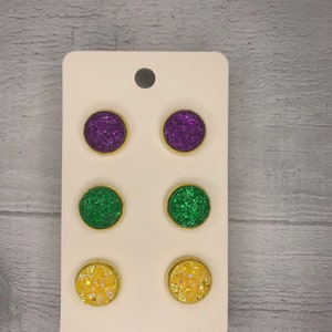 mardi gras stud earrings