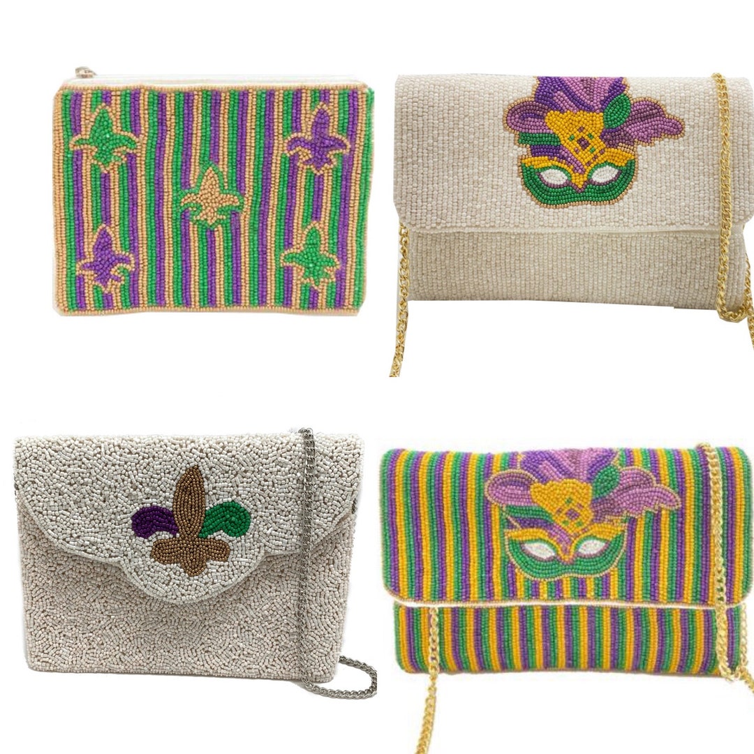 beaded mardi gras purse
