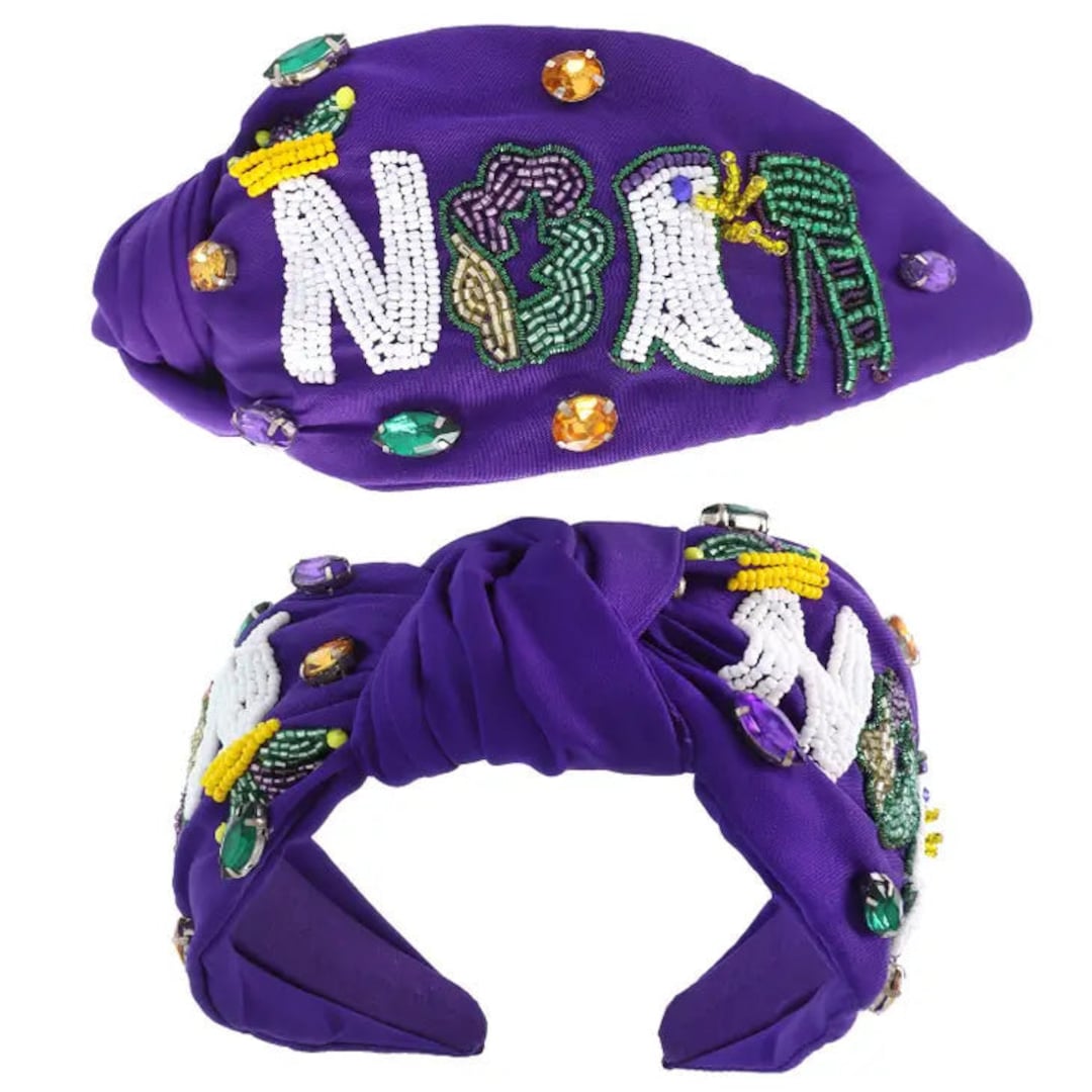 Mardi Gras Headband, NOLA Headband, New Orleans Headband, NOLA Mardi