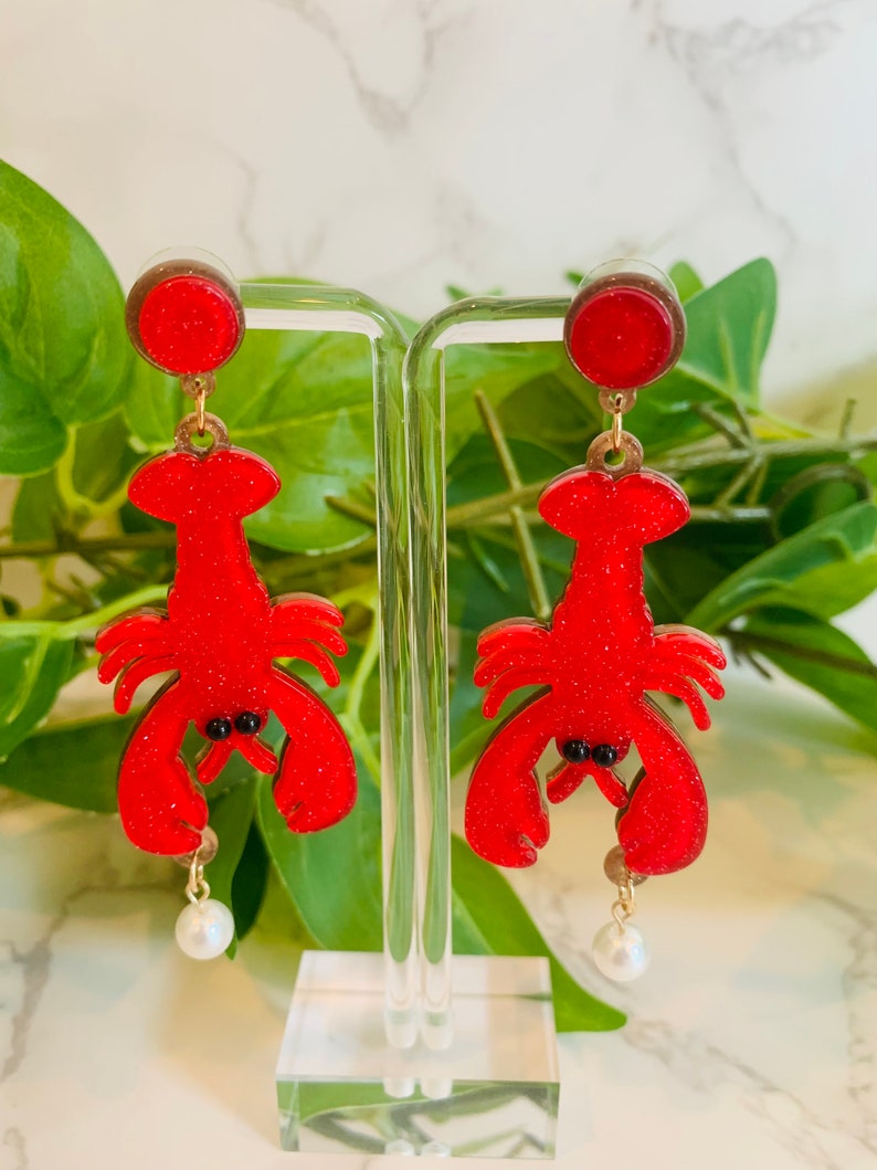 Beaded Seafood Earrings Beaded Crab Earrings Beaded Shrimp Etsy