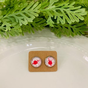 Blood Earrings, Blood Splatter Earrings, Halloween Earrings, Nursing Earrings, Halloween Party Earrings, Horror Earrings,