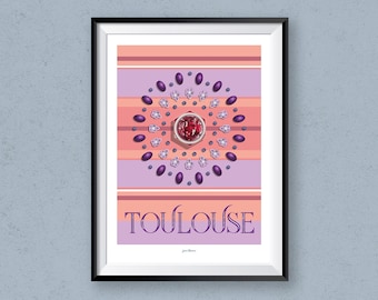 Affiche food TOULOUSE, la violette/ Poster vintage / Art mural / Art print / Deco cuisine