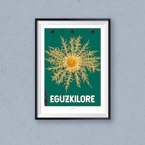 EGUZKILORE poster / The flower-sun / Basque Country / Vintage poster / Wall art / Art Print / Deco / Travel poster