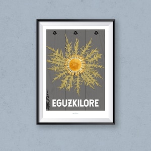 EGUZKILORE poster / The flower-sun / Basque Country / Vintage poster / Wall art / Art Print / Deco / Travel poster