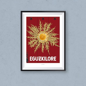 EGUZKILORE poster / The flower-sun / Basque Country / Vintage poster / Wall art / Art Print / Deco / Travel poster