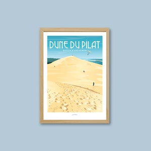 Affiche Dune du Pilat / Bassin d'Arcachon / Poster vintage / Art mural / Art Print / Deco / Paysage ocean / travel poster image 1