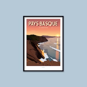 Affiche  Pays Basque - La Corniche Basque  / Poster vintage / Art mural / Art print / Deco / travel poster