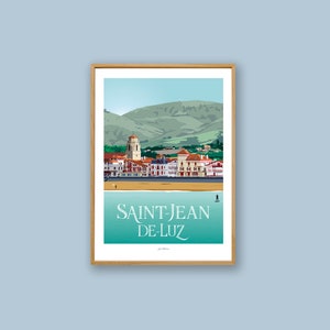 Saint-Jean-de-Luz poster / Vintage poster / Wall art / Art print / Deco / Beach / seascape / Basque Country / Travel Poster