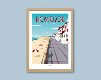 Affiche  Hossegor - Landes / Poster vintage / Art mural / Art print / Deco / travel poster