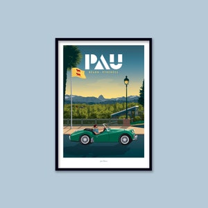 Affiche Pau - Béarn - Pyrénées / Travel poster / Affiche vintage / Art mural / Déco / travel poster