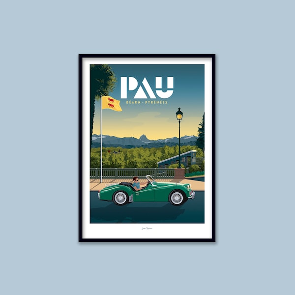 Affiche Pau - Béarn - Pyrénées / Travel poster / Affiche vintage / Art mural / Déco / travel poster