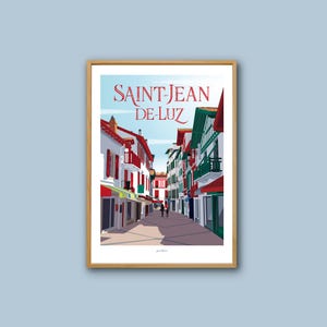 Cartel de San Juan de Luz / País Vasco / Cartel vintage / Arte de pared / Impresión de arte / Deco / Paisaje urbano / cartel de viaje