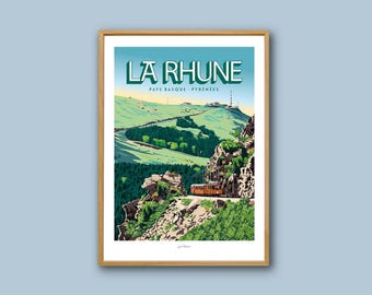 Poster La Rhune / Baskenland - Pyrenäen / Reiseplakat / Vintage / Wandkunst / Kunstdruck / Deko /