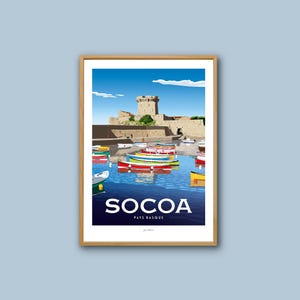 Socoa poster / Vintage poster / Wall art / Art print / Deco / Basque Country / travel poster