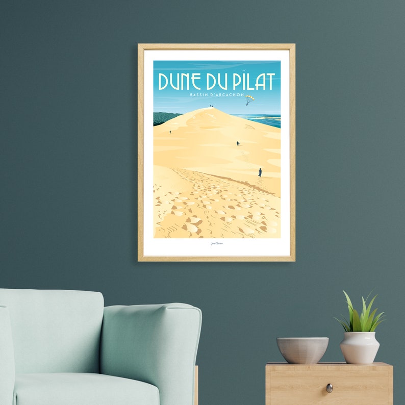 Affiche Dune du Pilat / Bassin d'Arcachon / Poster vintage / Art mural / Art Print / Deco / Paysage ocean / travel poster image 3