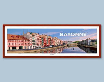 Affiche  Bayonne - Pays Basque / Affiche panoramique / Poster vintage / Art mural / Art print / Deco / travel poster