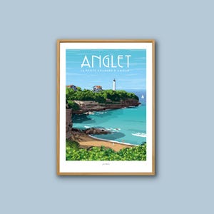Póster de Anglet / Póster vintage / Arte mural / Lámina artística / Decoración / País Vasco / Póster de viaje